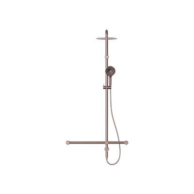 NERO MECCA CARE 32MM T BAR GRAB RAIL TWIN SHOWER SET 1100MM BRUSHED BRONZE