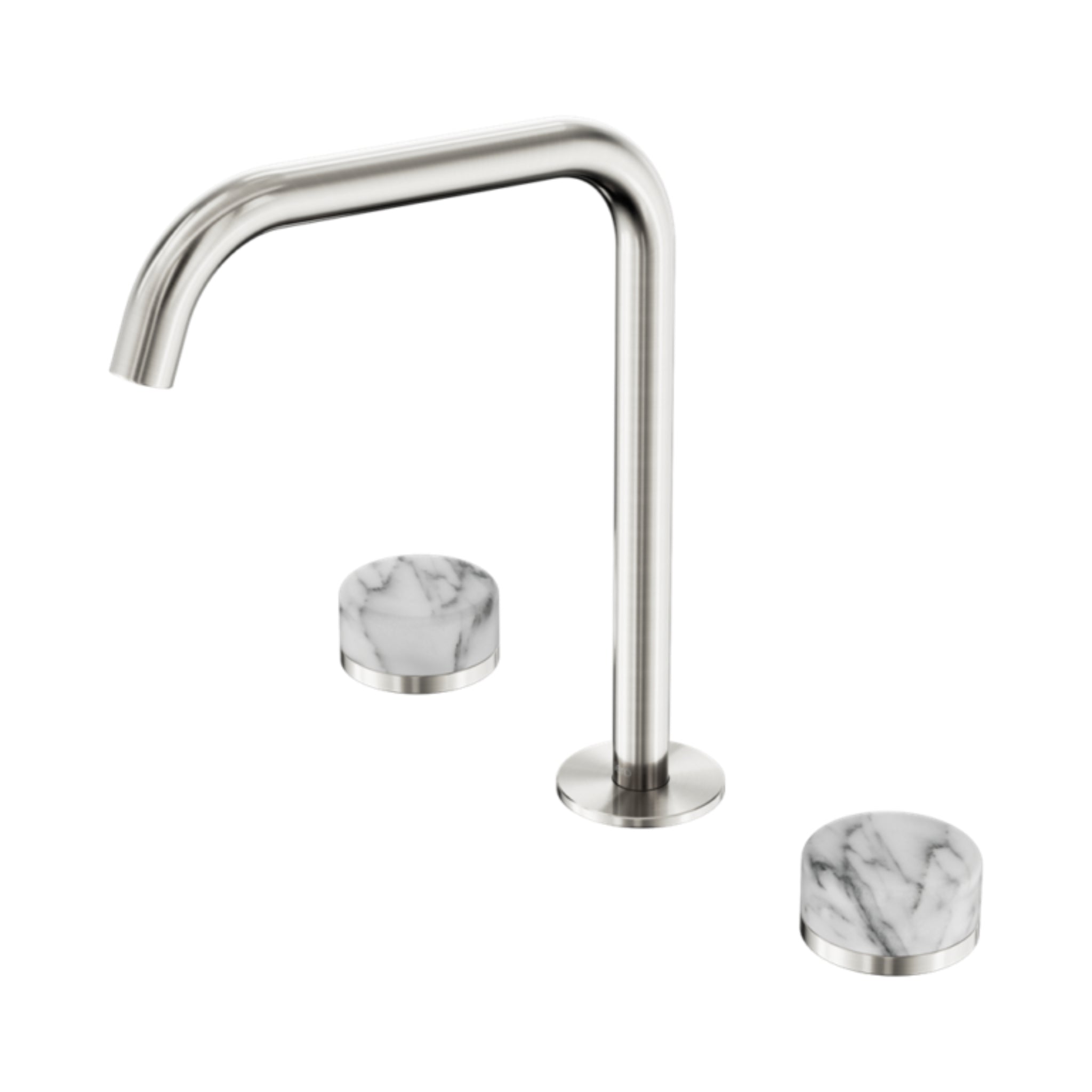 NERO SERENITY BATH/KITCHEN SET EDGE SPOUT WITH ARABESCATO CORCHIA HANDLE 270MM BRUSHED NICKEL