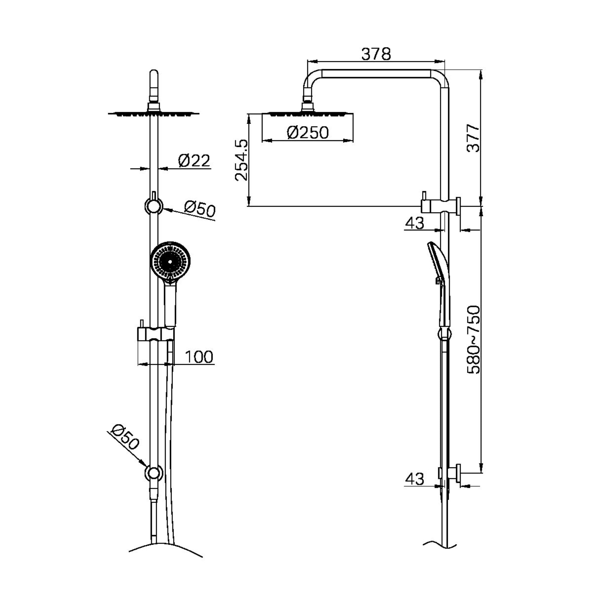 NERO ROUND PROJECT TWIN SHOWER 1116MM GUN METAL