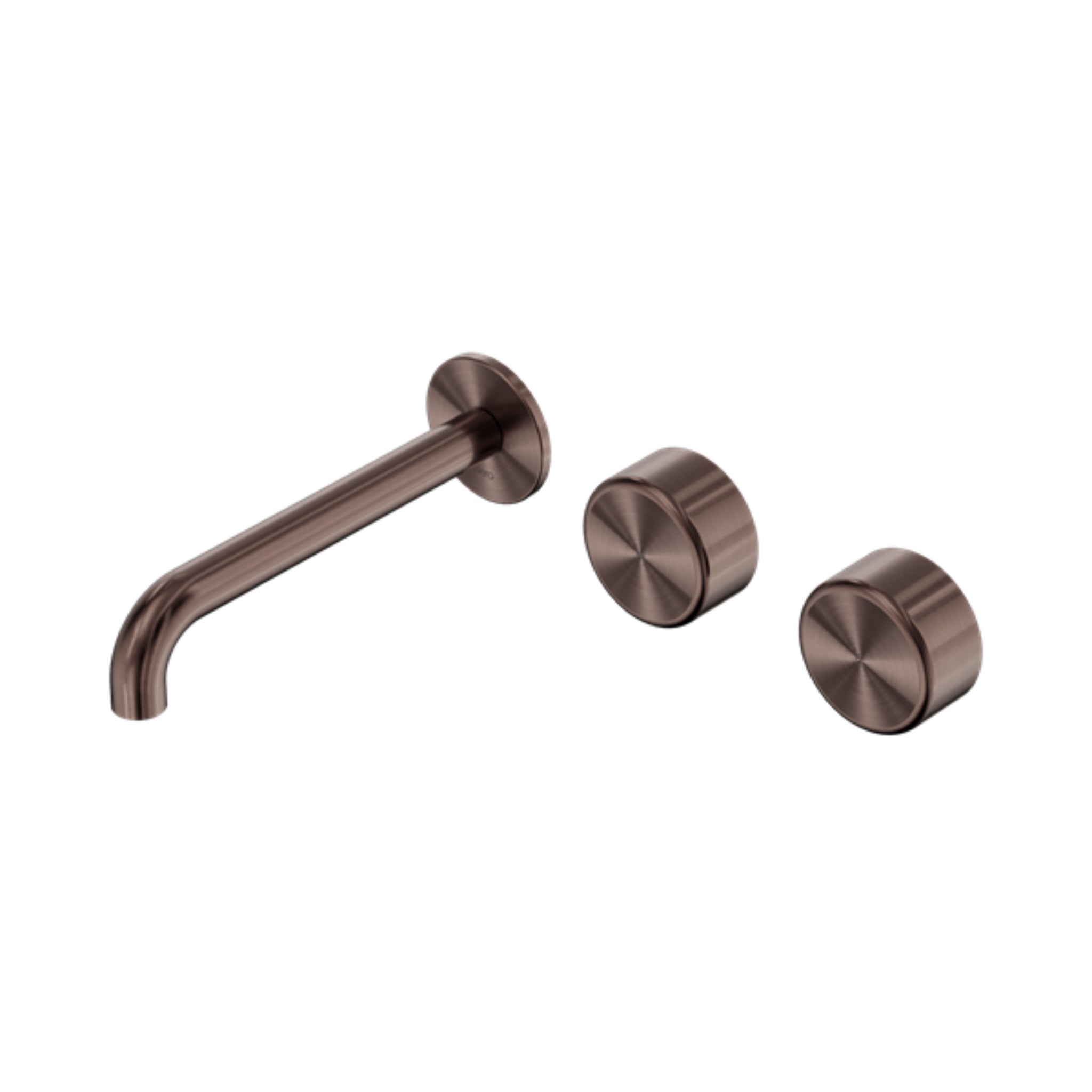 NERO SERENITY WALL BASIN SET OFFSET SPOUT WITH METAL HANDLE BRUSHED BRONZE (AVAILABLE IN 160MM, 185MM AND 220MM)