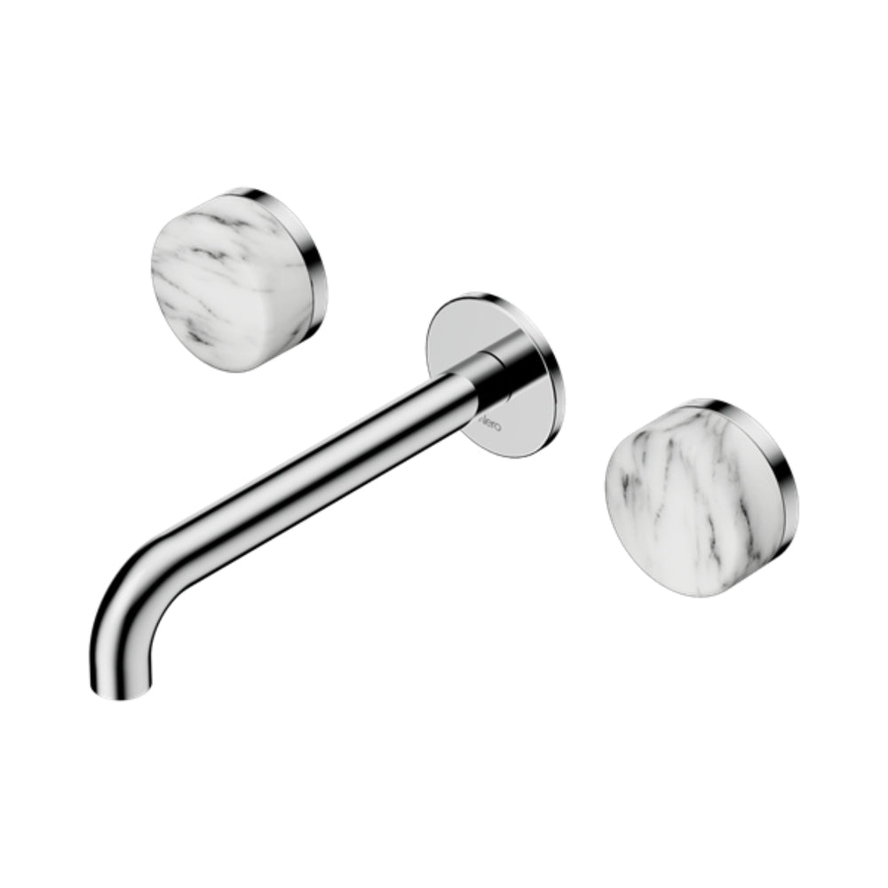 NERO SERENITY WALL BASIN SET SPOUT WITH ARABESCATO CORCHIA HANDLE CHROME (AVAILABLE IN 160MM, 185MM AND 220MM)