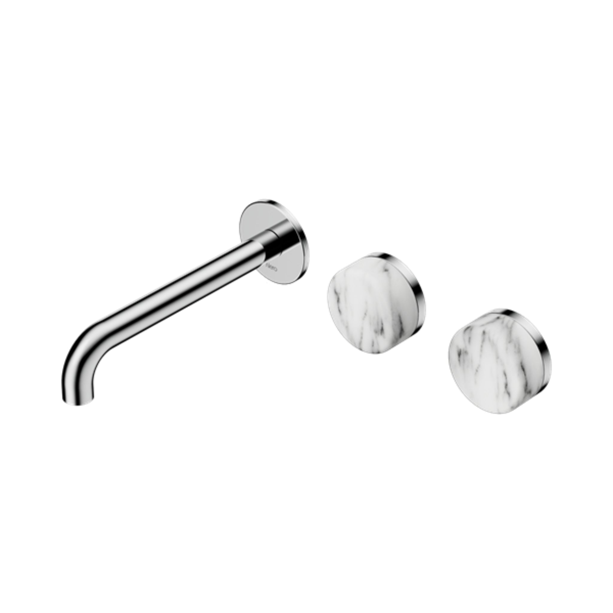 NERO SERENITY WALL BASIN SET OFFSET SPOUT WITH ARABESCATO CORCHIA HANDLE CHROME (AVAILABLE IN 160MM, 185MM AND 220MM)