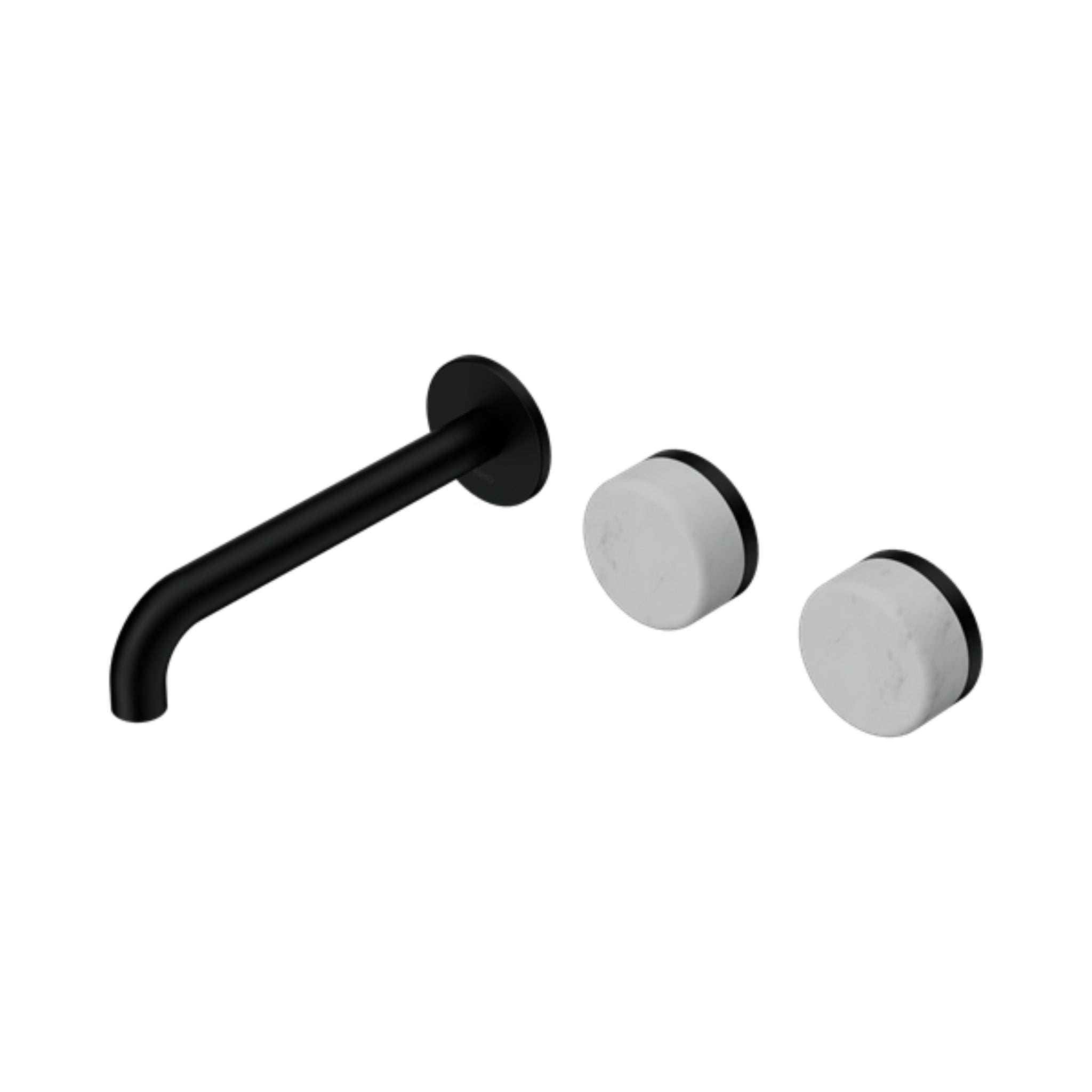 NERO SERENITY WALL BASIN SET OFFSET SPOUT WITH CARRARA HANDLE MATTE BLACK (AVAILABLE IN 160MM, 185MM AND 220MM)