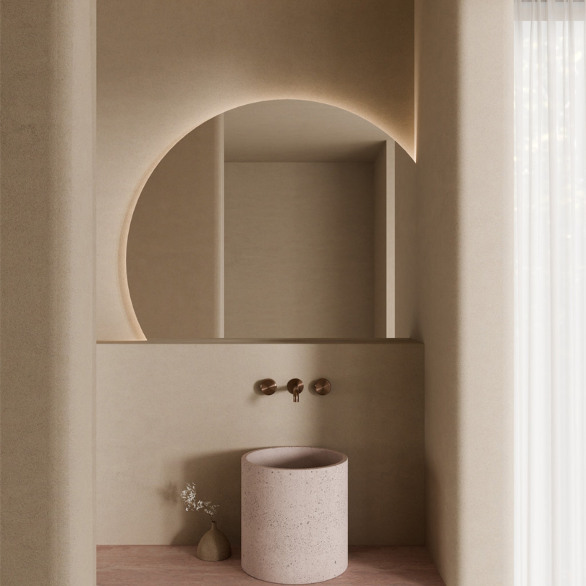 NERO SERENITY WALL BASIN SET SPOUT WITH METAL HANDLE BRUSHED BRONZE (AVAILABLE IN 160MM, 185MM AND 220MM)