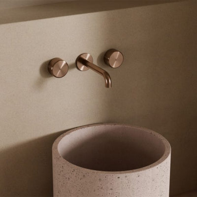 NERO SERENITY WALL BASIN SET SPOUT WITH METAL HANDLE BRUSHED BRONZE (AVAILABLE IN 160MM, 185MM AND 220MM)