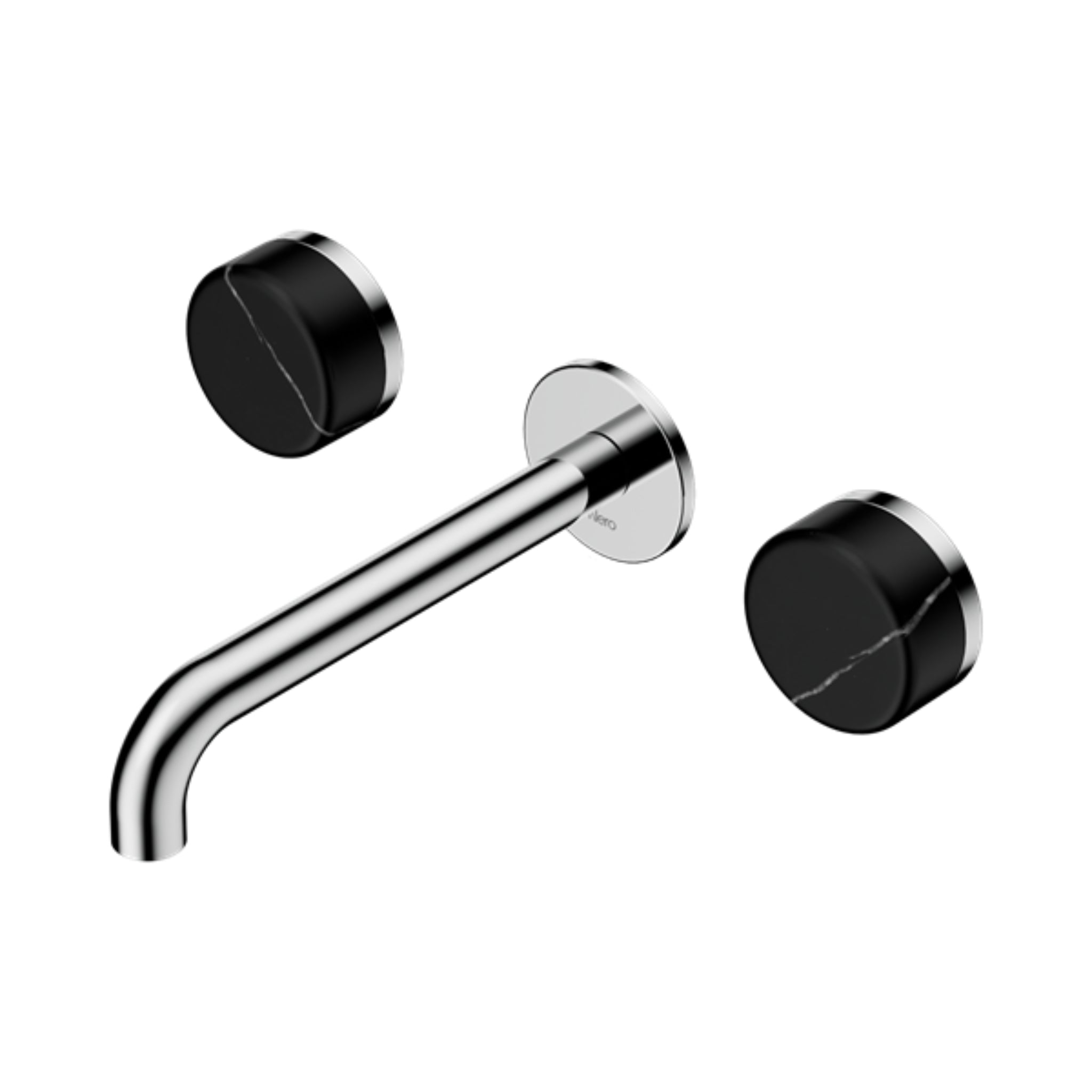 NERO SERENITY WALL BASIN SET SPOUT WITH MARQUINA BLACK HANDLE CHROME (AVAILABLE IN 160MM, 185MM AND 220MM)