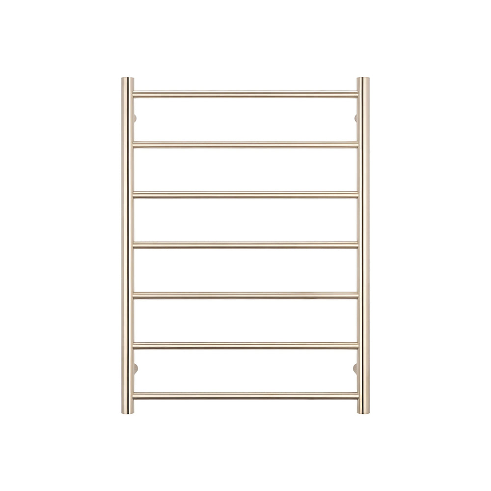 RADIANT HEATING 7-BARS ROUND HEATED TOWEL RAIL WARM BRUSHED NICKEL 600MM