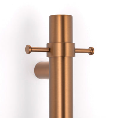 RADIANT HEATING VERTICAL ROUND HEATED SINGLE TOWEL RAIL BRUSHED BRONZE 950MM