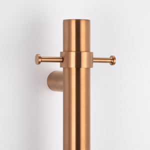RADIANT HEATING VERTICAL ROUND HEATED SINGLE TOWEL RAIL BRUSHED COPPER 950MM