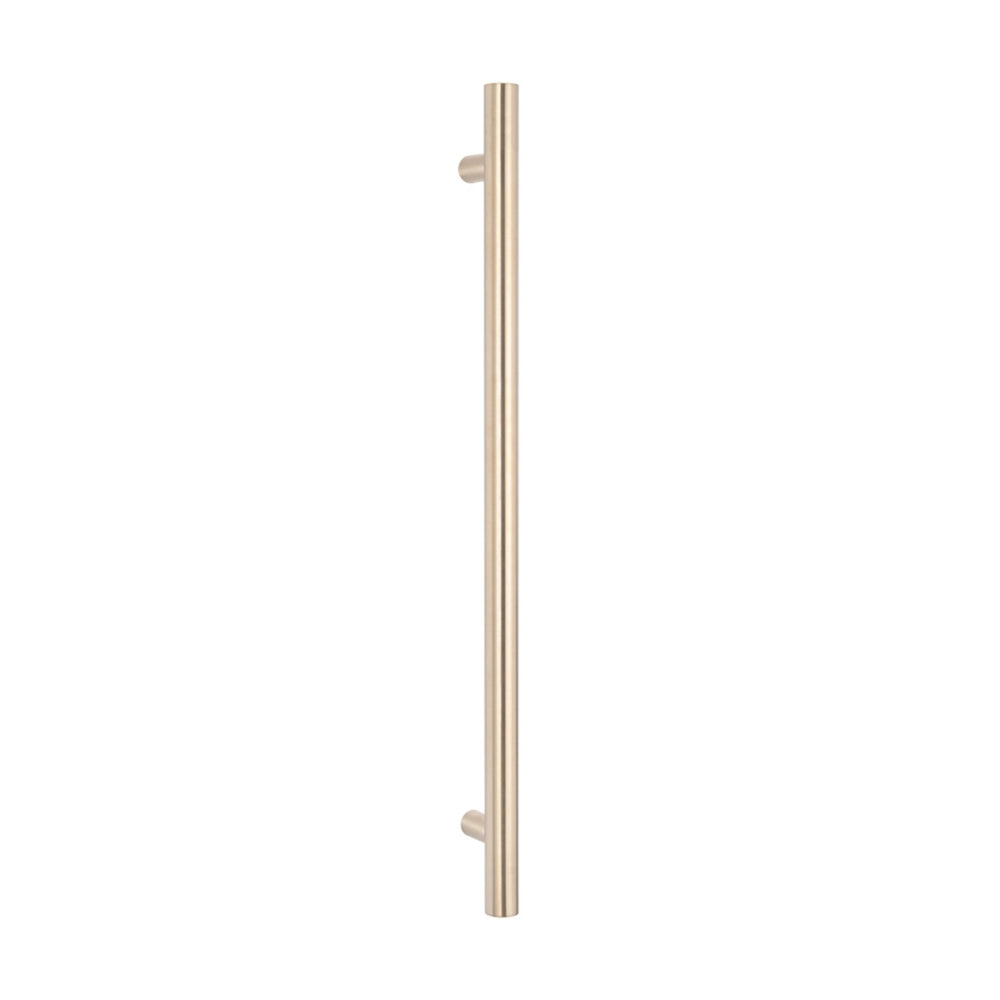 RADIANT HEATING VERTICAL ROUND HEATED SINGLE TOWEL RAIL WARM BRUSHED NICKEL 950MM