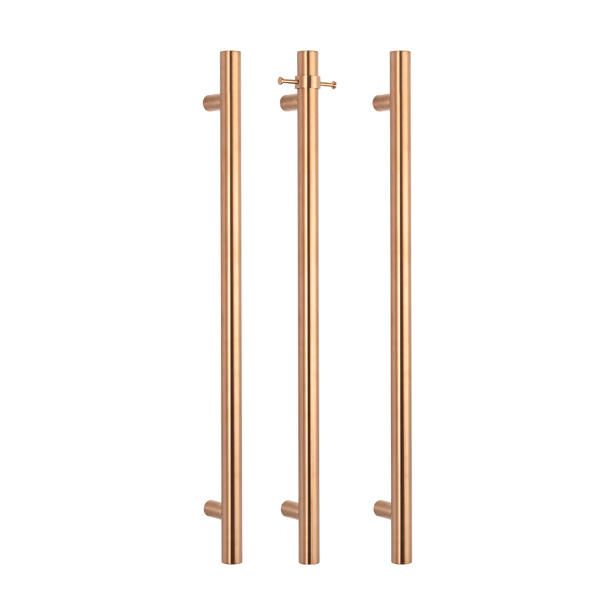 RADIANT HEATING NON-HEATED VERTICAL SINGLE TOWEL RAIL BRUSHED COPPER 950MM