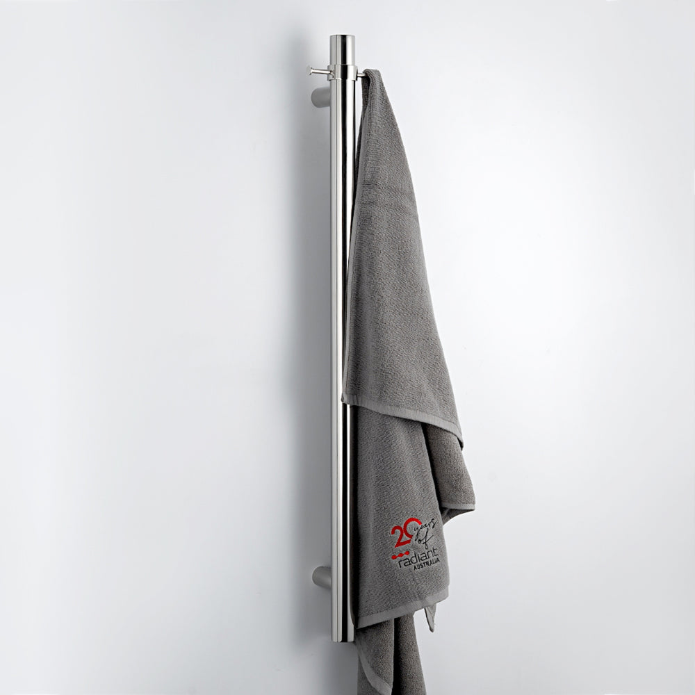 RADIANT HEATING NON-HEATED VERTICAL SINGLE TOWEL RAIL MIRROR POLISHED 950MM