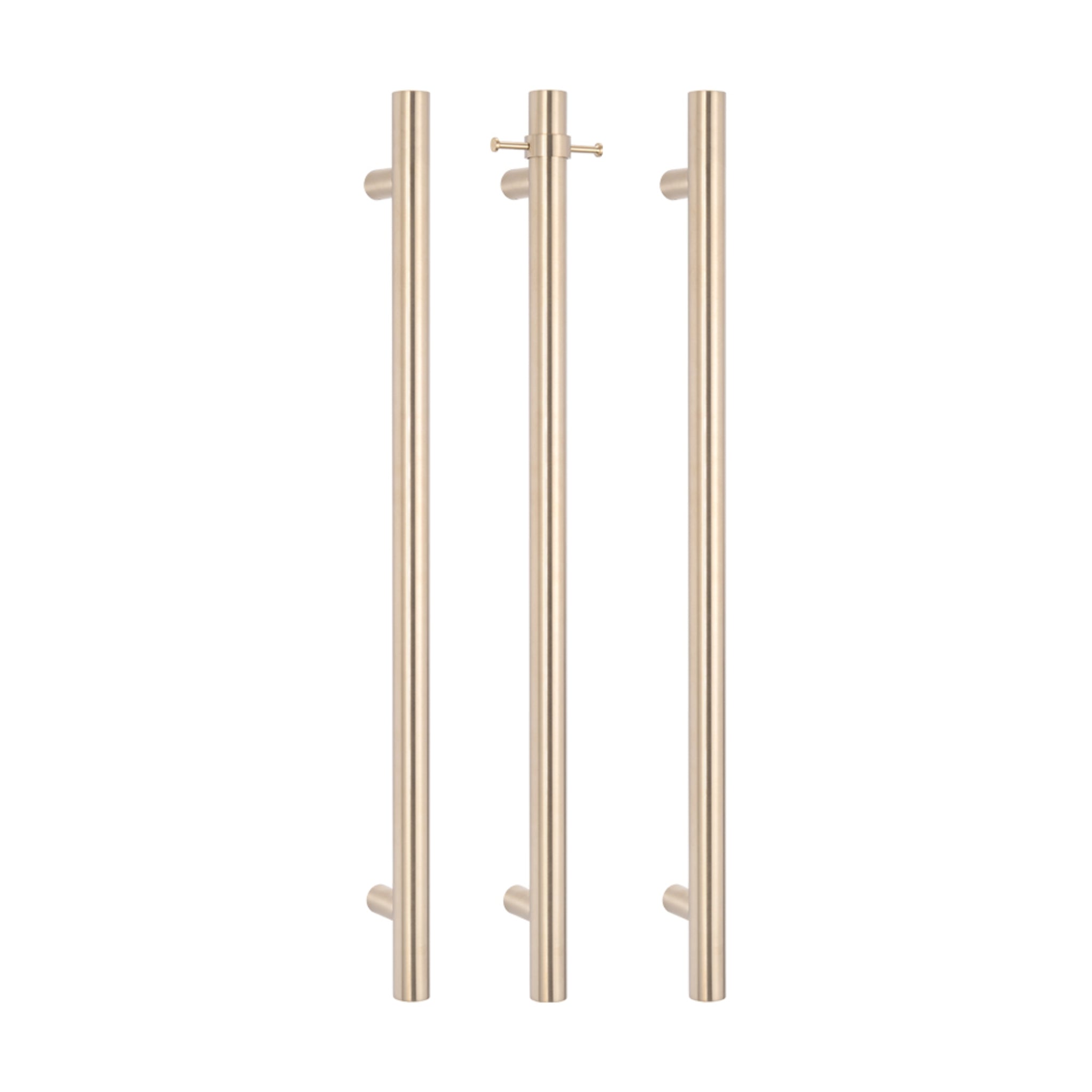 RADIANT HEATING NON-HEATED VERTICAL SINGLE TOWEL RAIL WARM BRUSHED NICKEL 950MM