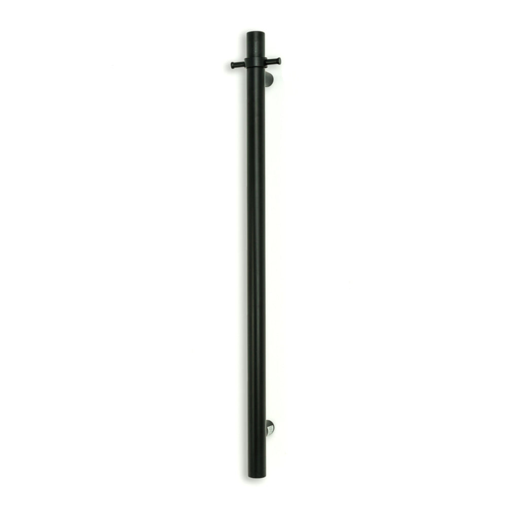 RADIANT HEATING NON-HEATED VERTICAL SINGLE TOWEL RAIL MATTE BLACK 950MM