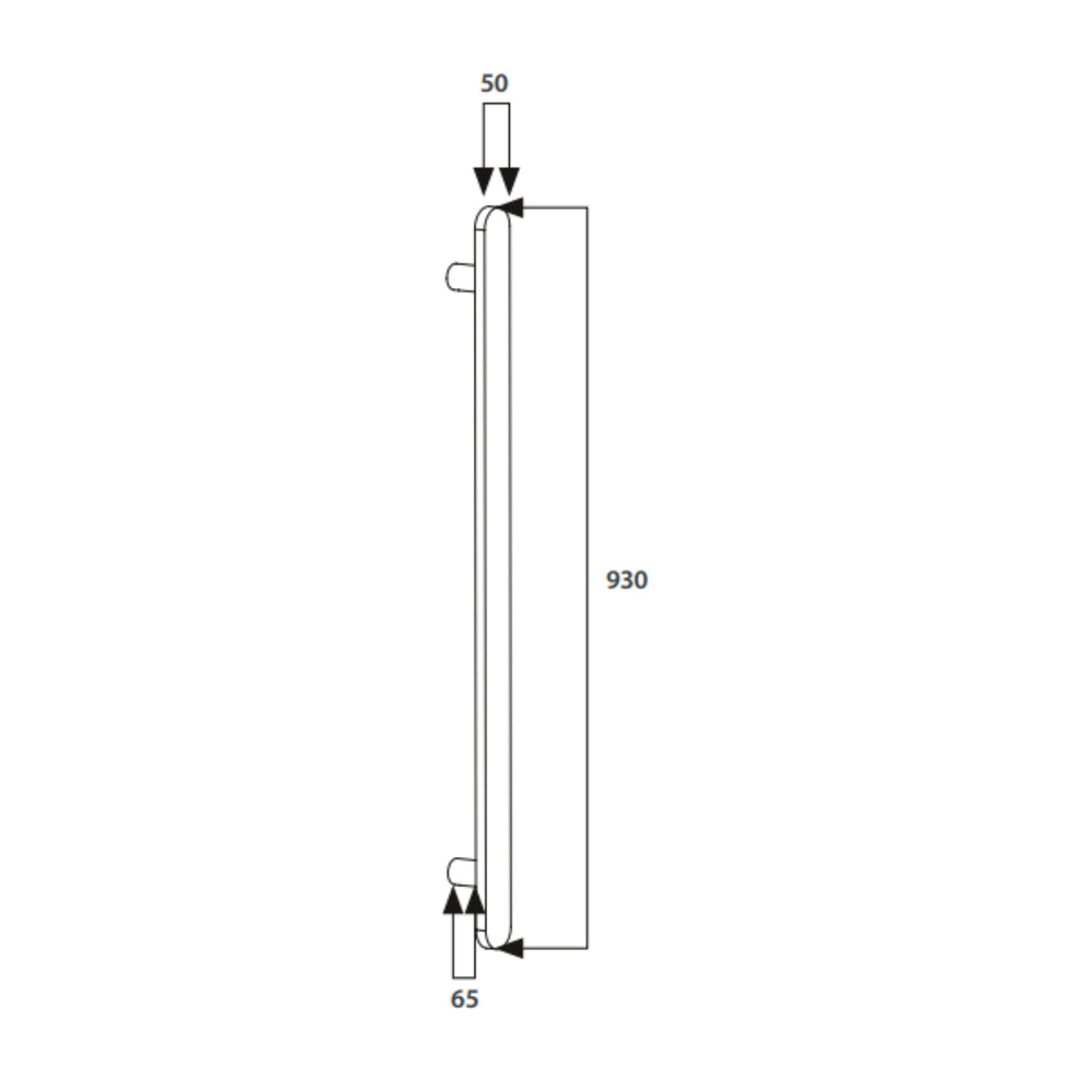 RADIANT HEATING VERTICAL FLAT BAR HEATED SINGLE TOWEL RAIL CHAMPAGNE 930MM