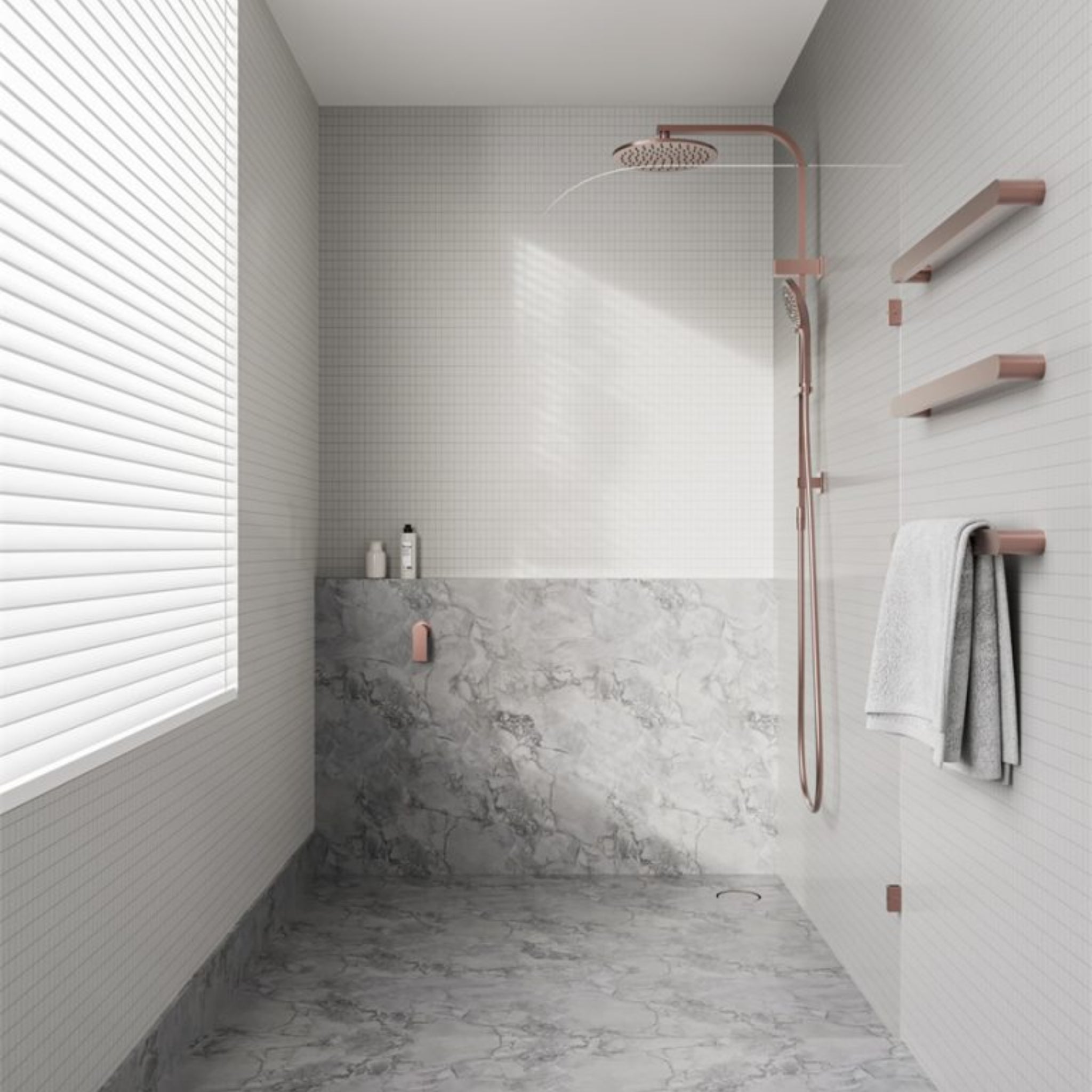 NERO BIANCA TWIN SHOWER 832MM BRUSHED BRONZE