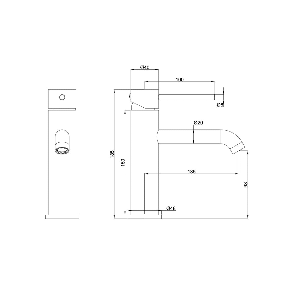 LINSOL GIGI S2 BASIN MIXER 185MM BRUSHED BRASS