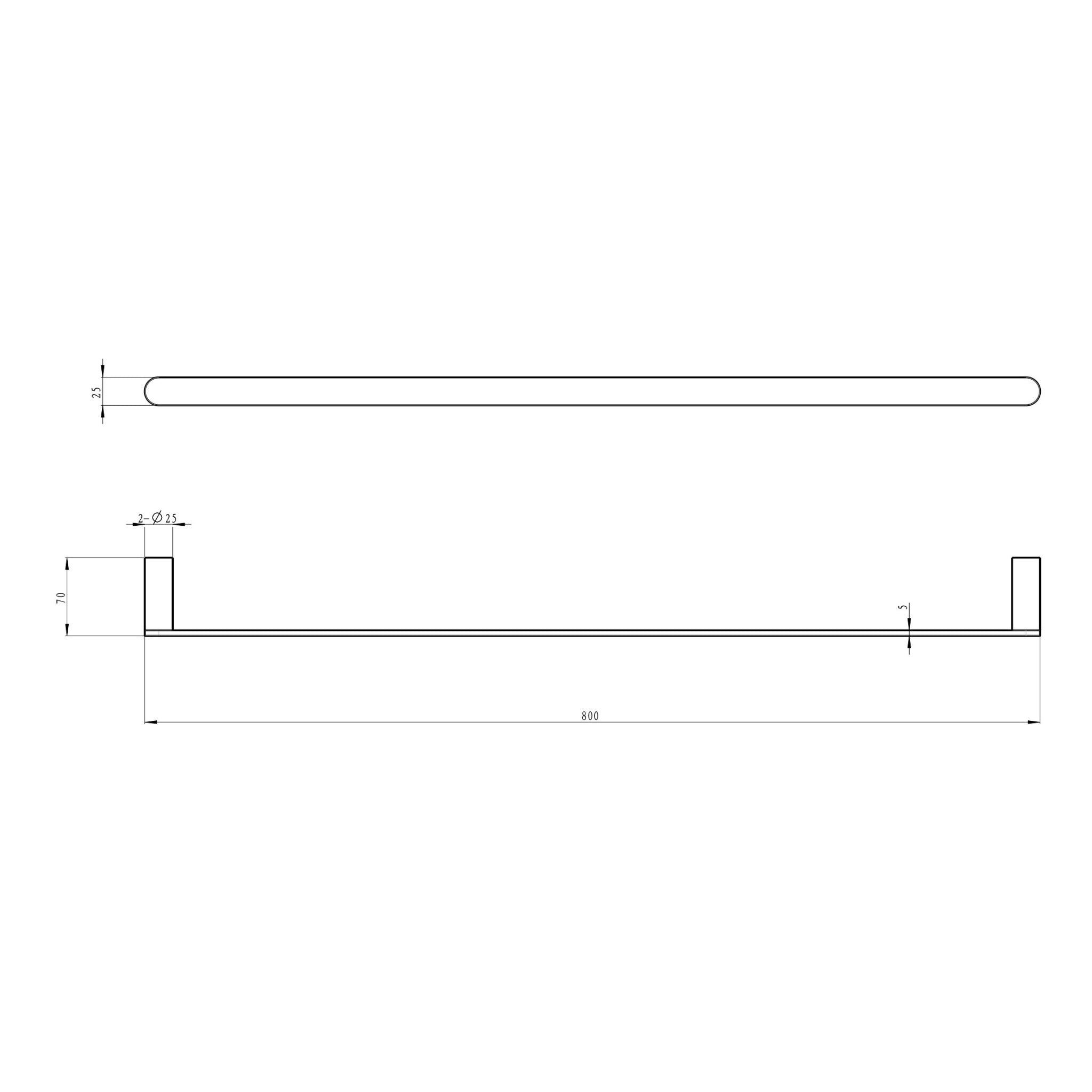LINSOL CIRCLE SINGLE TOWEL RAIL CHROME (AVAILABLE IN 600MM AND 800MM)