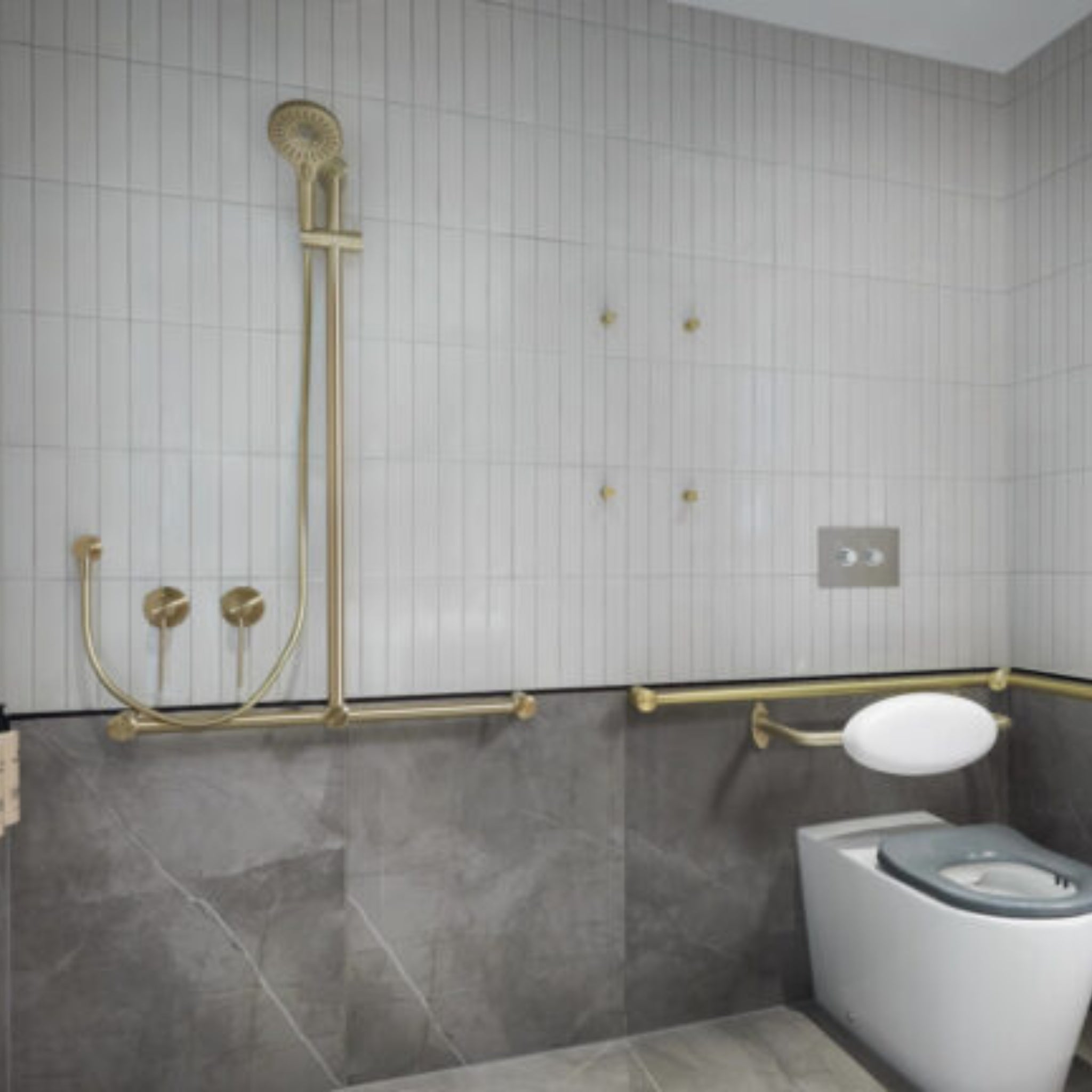 NERO MECCA CARE DDA TOILET BACKREST 560MM BRUSHED GOLD