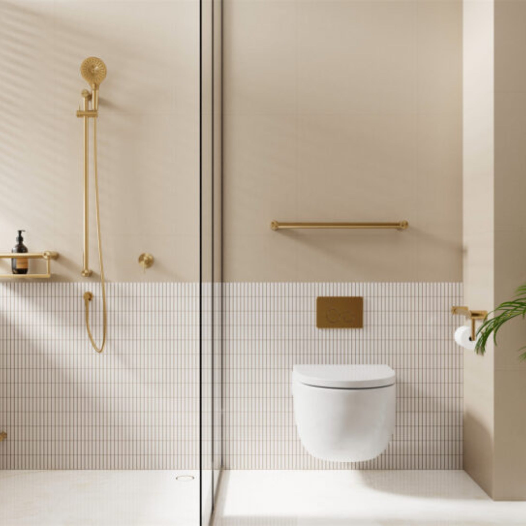 NERO MECCA CARE SHOWER SEAT 400MM BRUSHED GOLD