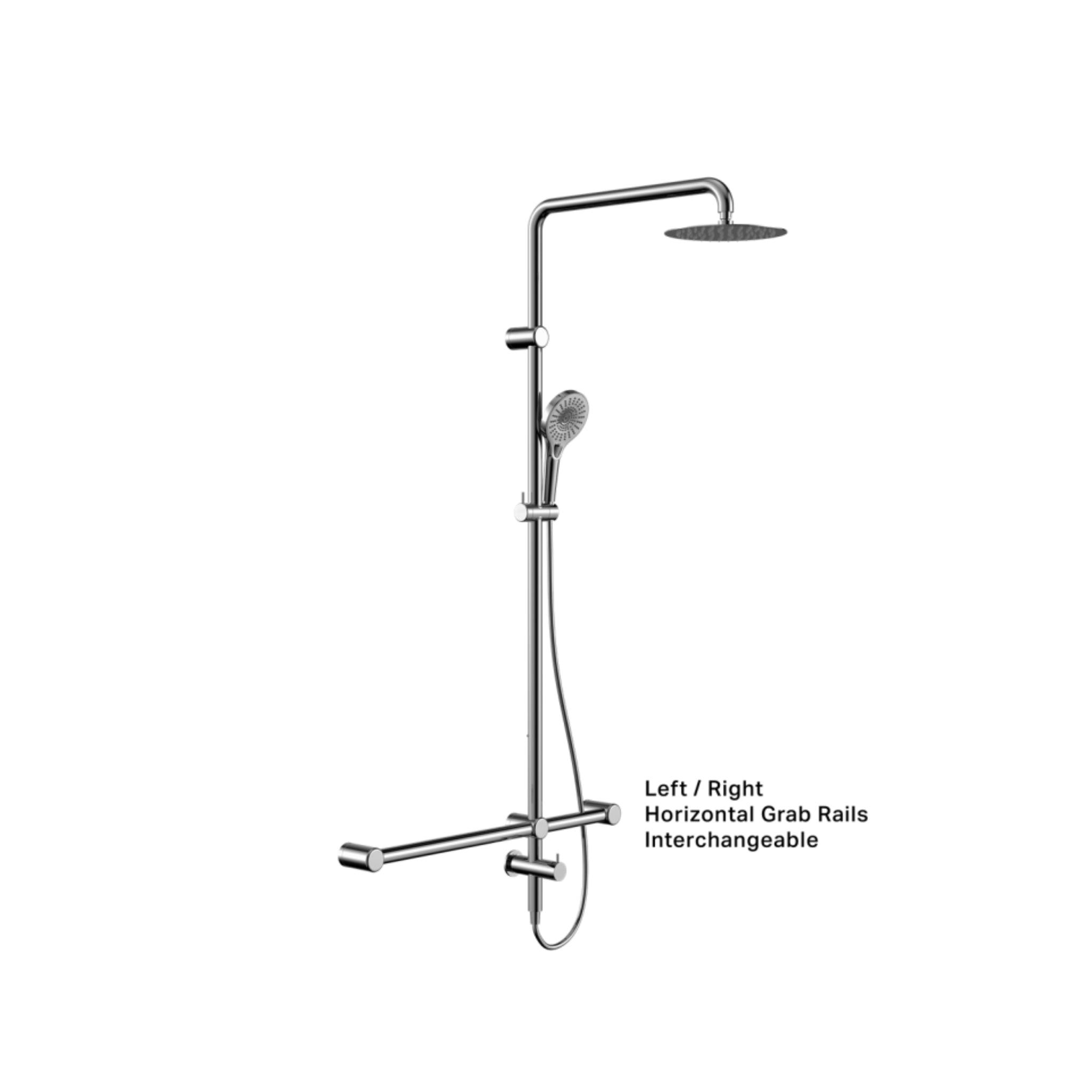 NERO MECCA CARE 32MM T BAR GRAB RAIL TWIN SHOWER SET 1100MM CHROME