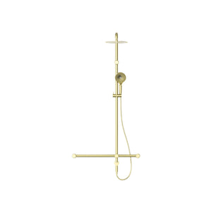 NERO MECCA CARE 32MM T BAR GRAB RAIL TWIN SHOWER SET 1100MM BRUSHED GOLD
