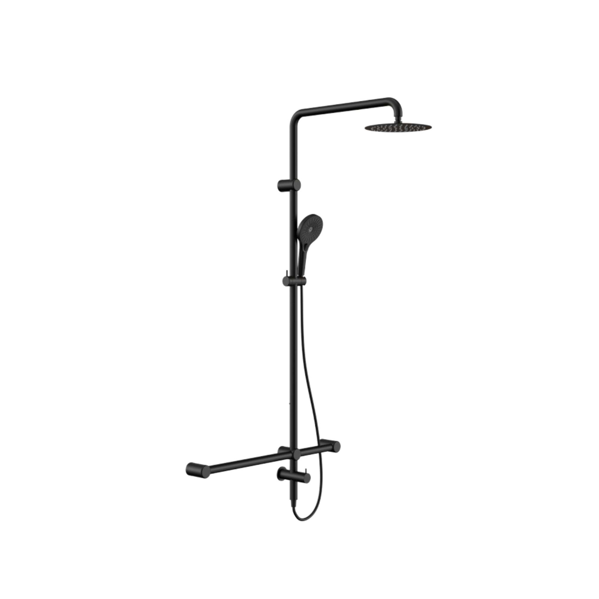 NERO MECCA CARE 32MM T BAR GRAB RAIL TWIN SHOWER SET 1100MM MATTE BLACK