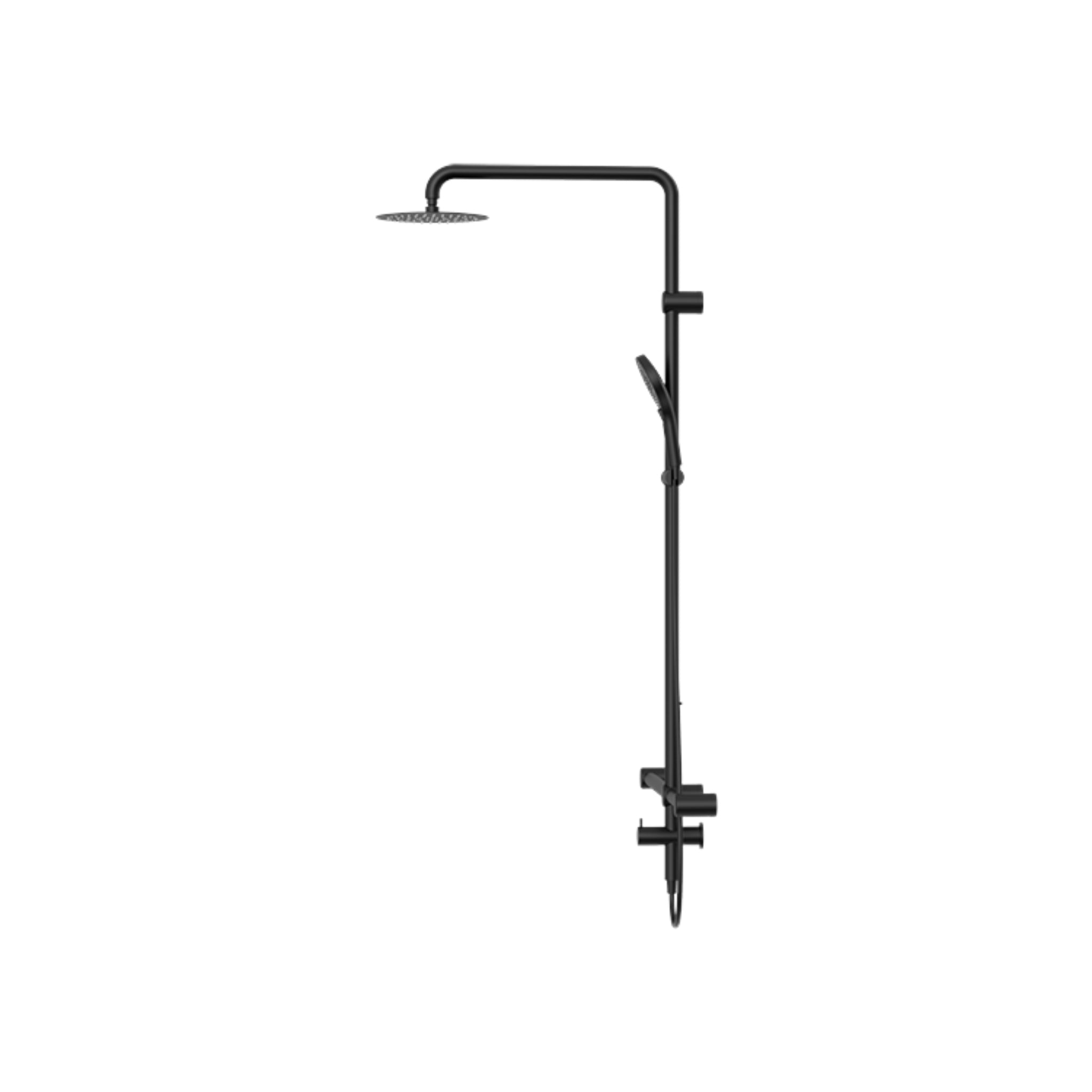 NERO MECCA CARE 32MM T BAR GRAB RAIL TWIN SHOWER SET 1100MM MATTE BLACK