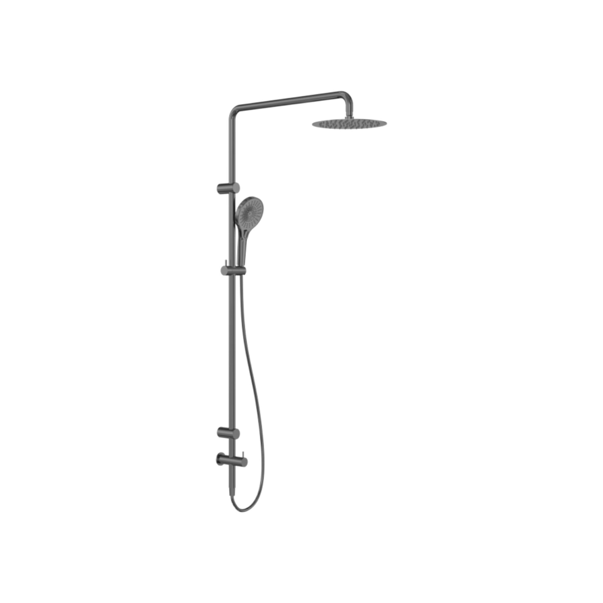 NERO MECCA CARE GRAB RAIL TWIN SHOWER SET 900MM GUN METAL