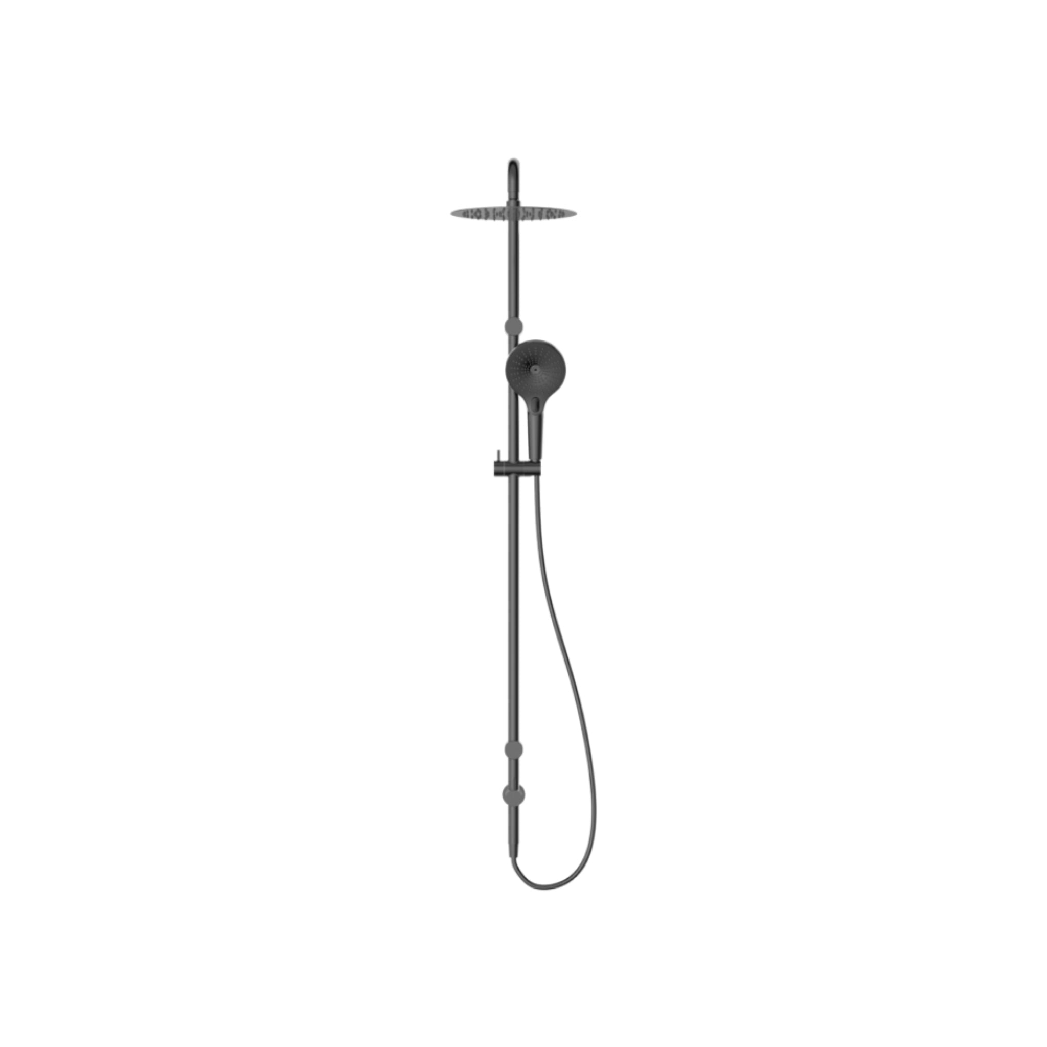 NERO MECCA CARE GRAB RAIL TWIN SHOWER SET 900MM GUN METAL