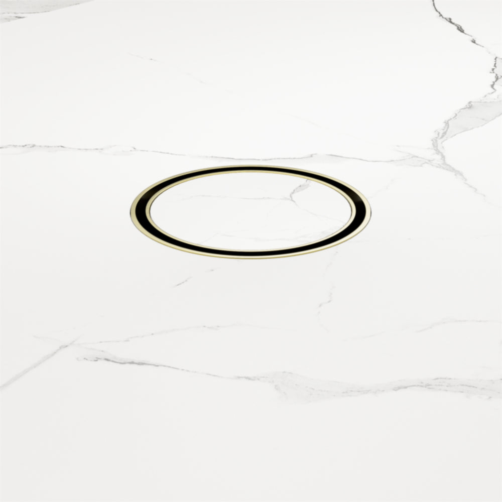 NERO TILE INSERT FLOOR WASTE ROUND BRUSHED GOLD 100MM