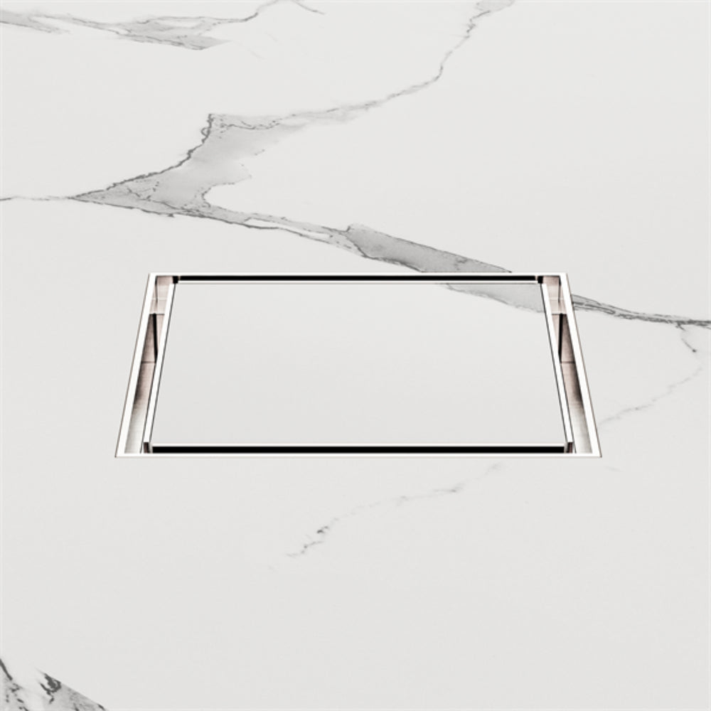 NERO SQUARE TILE INSERT FLOOR WASTE BRUSHED NICKEL 130MM