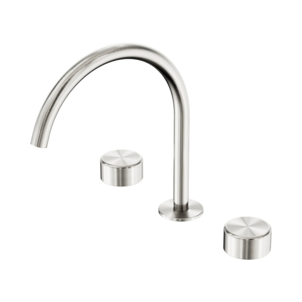 NERO SERENITY BATH/KITCHEN SET ARC SPOUT WITH METAL HANDLE 260MM BRUSHED NICKEL