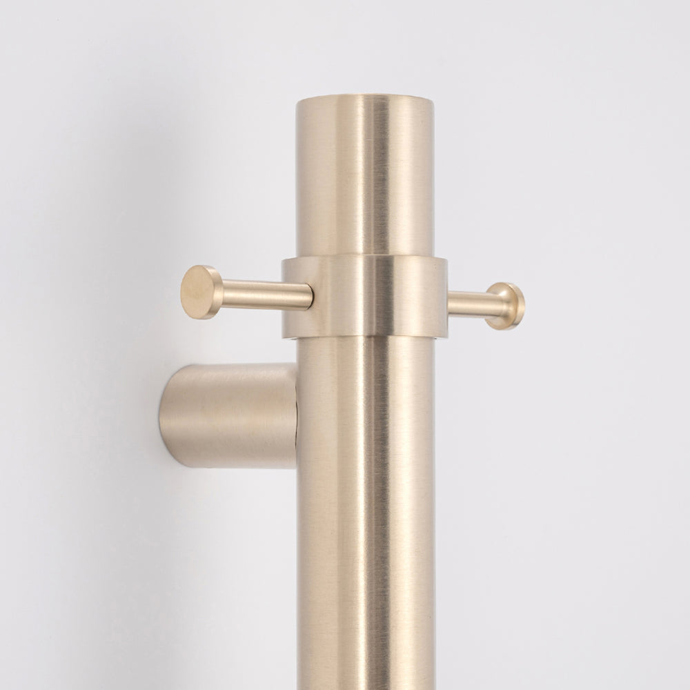 RADIANT HEATING VERTICAL ROUND HEATED SINGLE TOWEL RAIL WARM BRUSHED NICKEL 950MM
