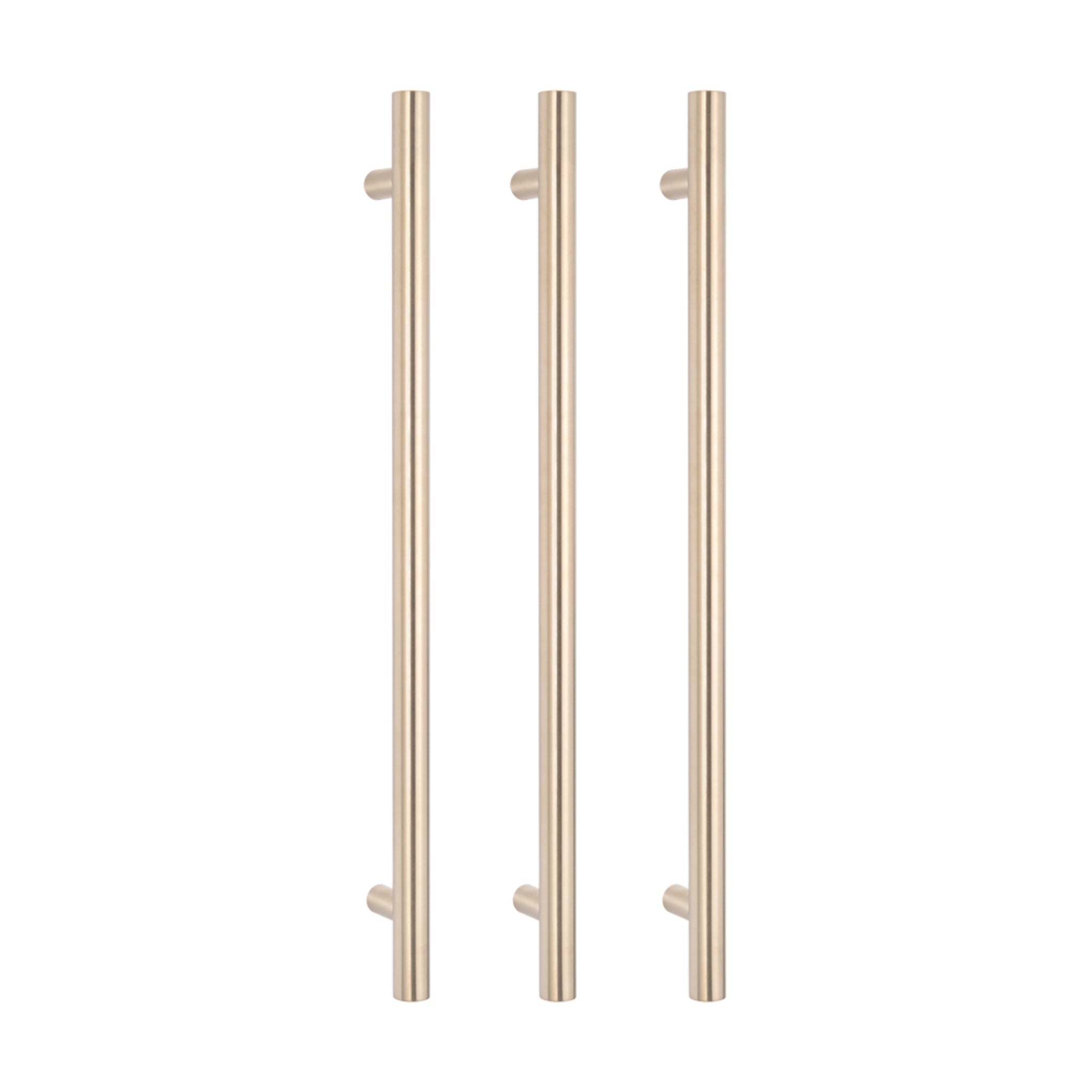 RADIANT HEATING VERTICAL ROUND HEATED SINGLE TOWEL RAIL WARM BRUSHED NICKEL 950MM