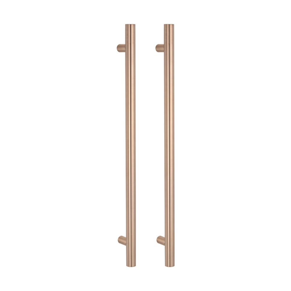 RADIANT HEATING NON-HEATED VERTICAL SINGLE TOWEL RAIL CHAMPAGNE 950MM