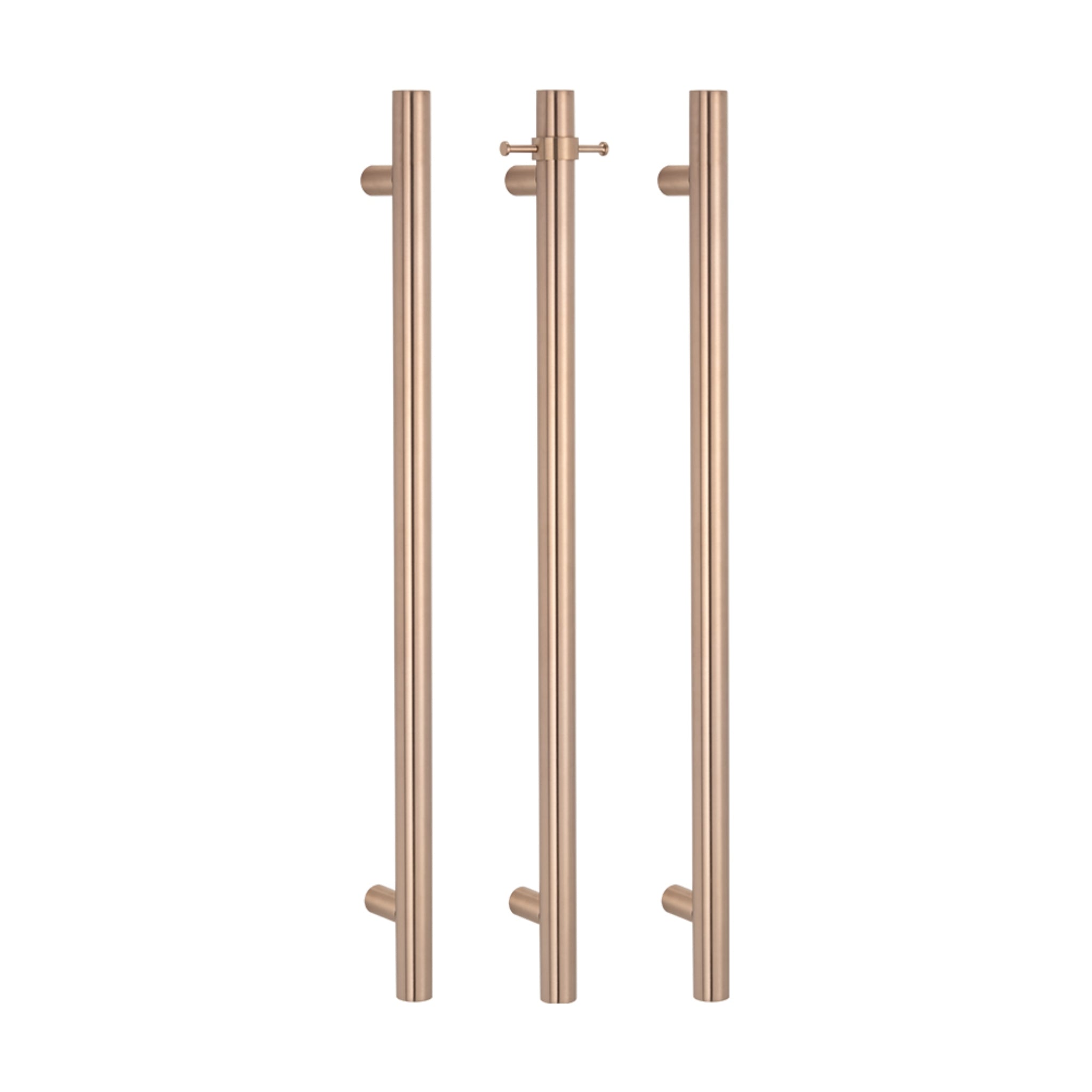 RADIANT HEATING NON-HEATED VERTICAL SINGLE TOWEL RAIL CHAMPAGNE 950MM