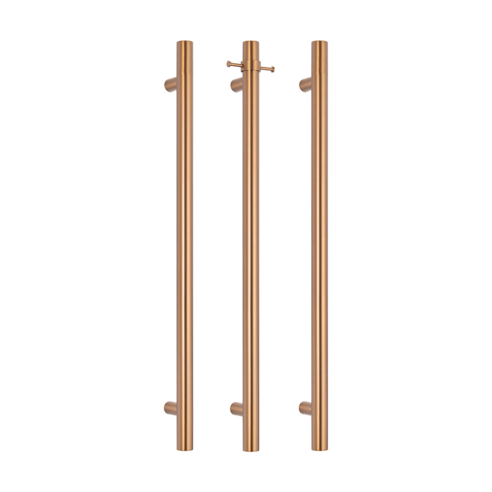 RADIANT HEATING NON-HEATED VERTICAL SINGLE TOWEL RAIL BRUSHED BRONZE 950MM