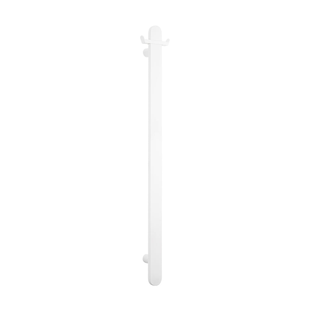 RADIANT HEATING NON-HEATED VERTICAL SINGLE TOWEL RAIL MATTE WHITE 930MM