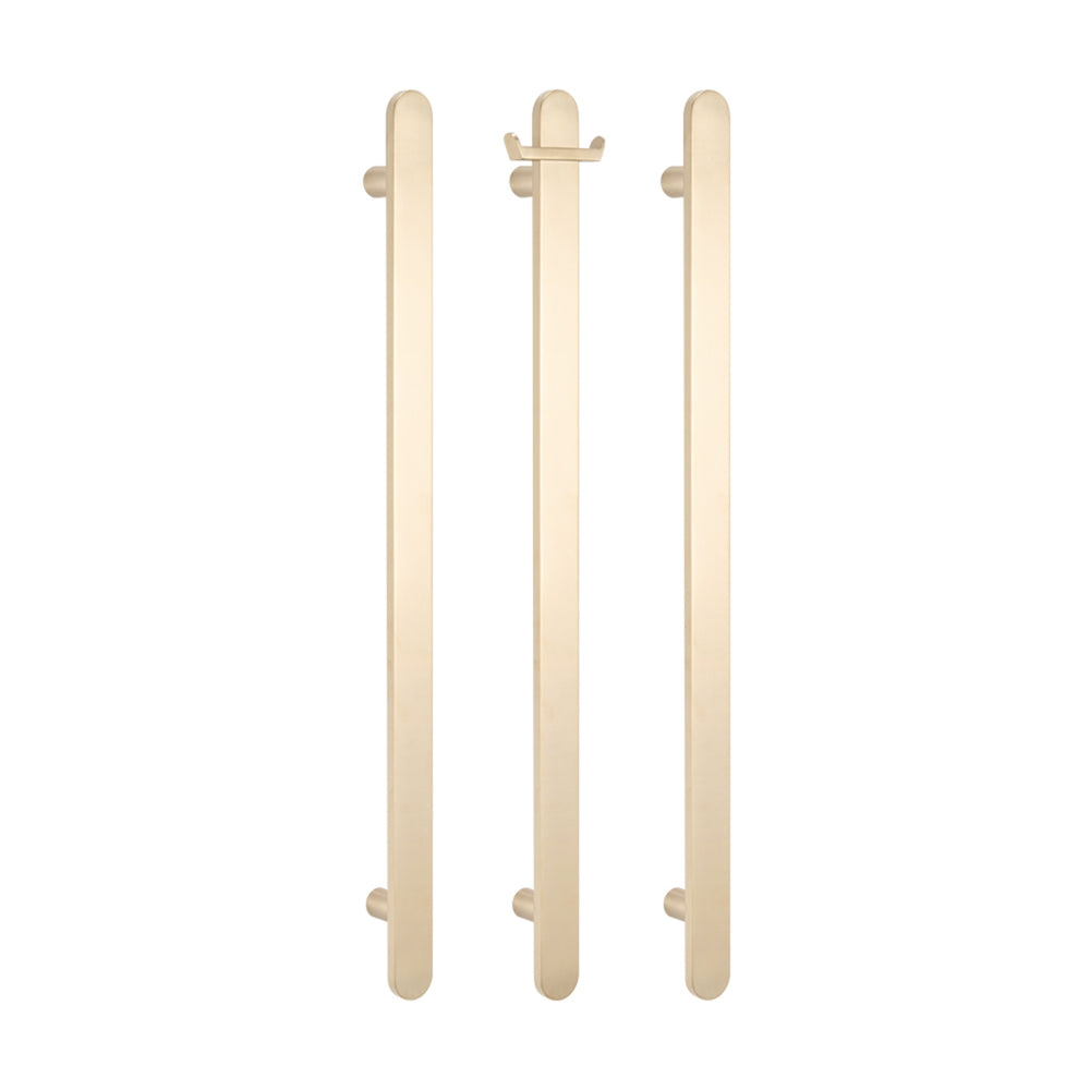 RADIANT HEATING NON-HEATED VERTICAL SINGLE TOWEL RAIL WARM BRUSHED NICKEL 930MM