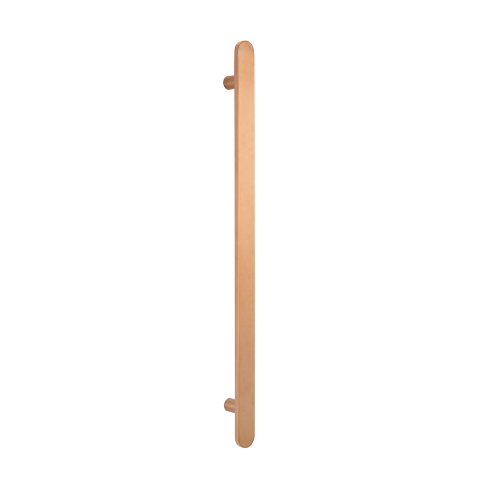 RADIANT HEATING VERTICAL FLAT BAR HEATED SINGLE TOWEL RAIL BRUSHED COPPER 930MM