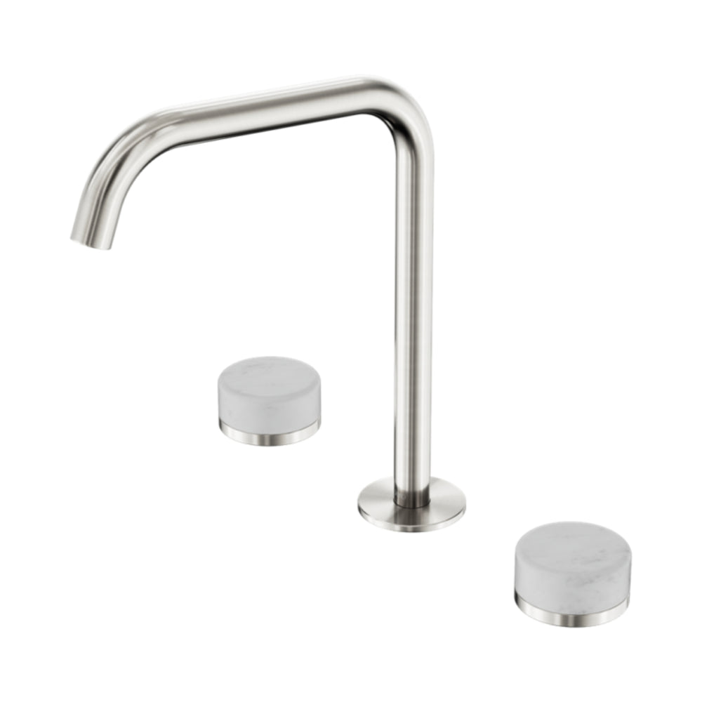 NERO SERENITY BATH/KITCHEN SET EDGE SPOUT WITH CARRARA HANDLE 270MM BRUSHED NICKEL