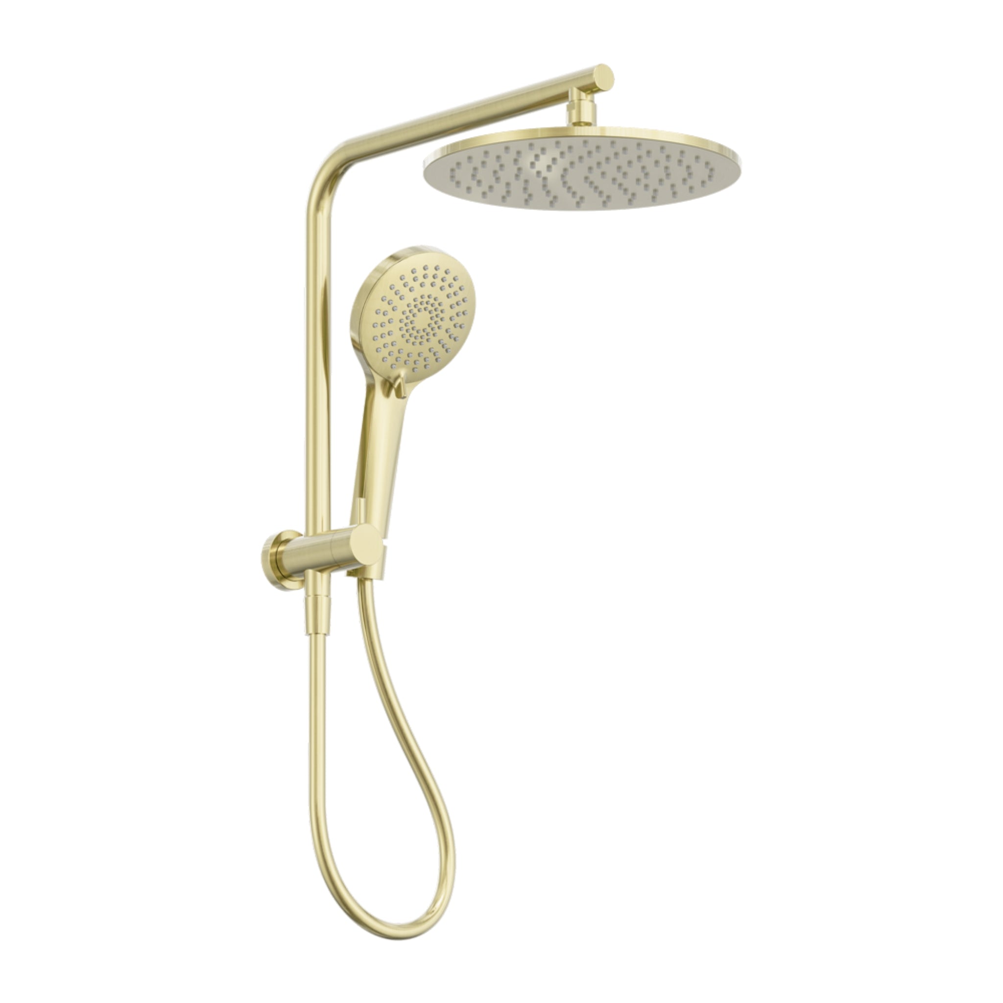NERO MECCA 2 IN 1 TWIN SHOWER BRUSHED GOLD
