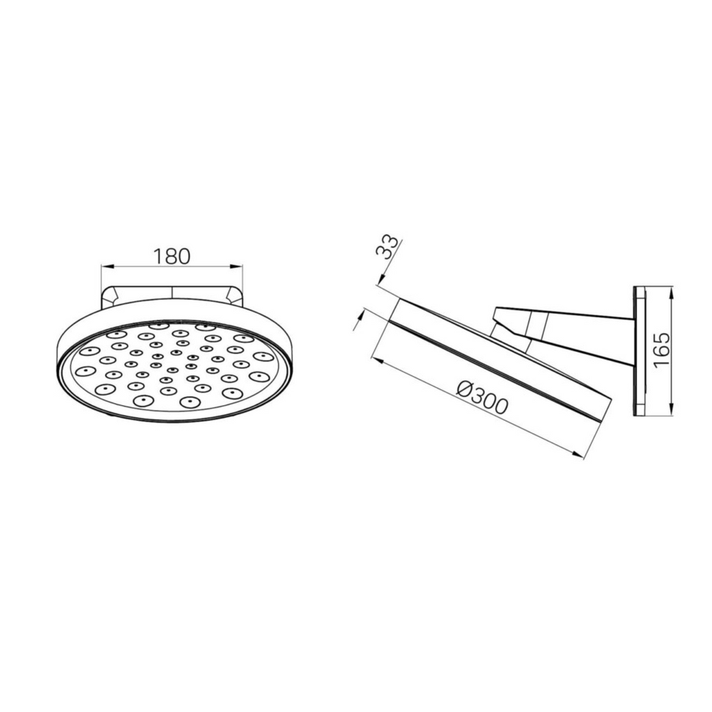 NERO SERENITY WALL SHOWER HEAD 300MM CHROME
