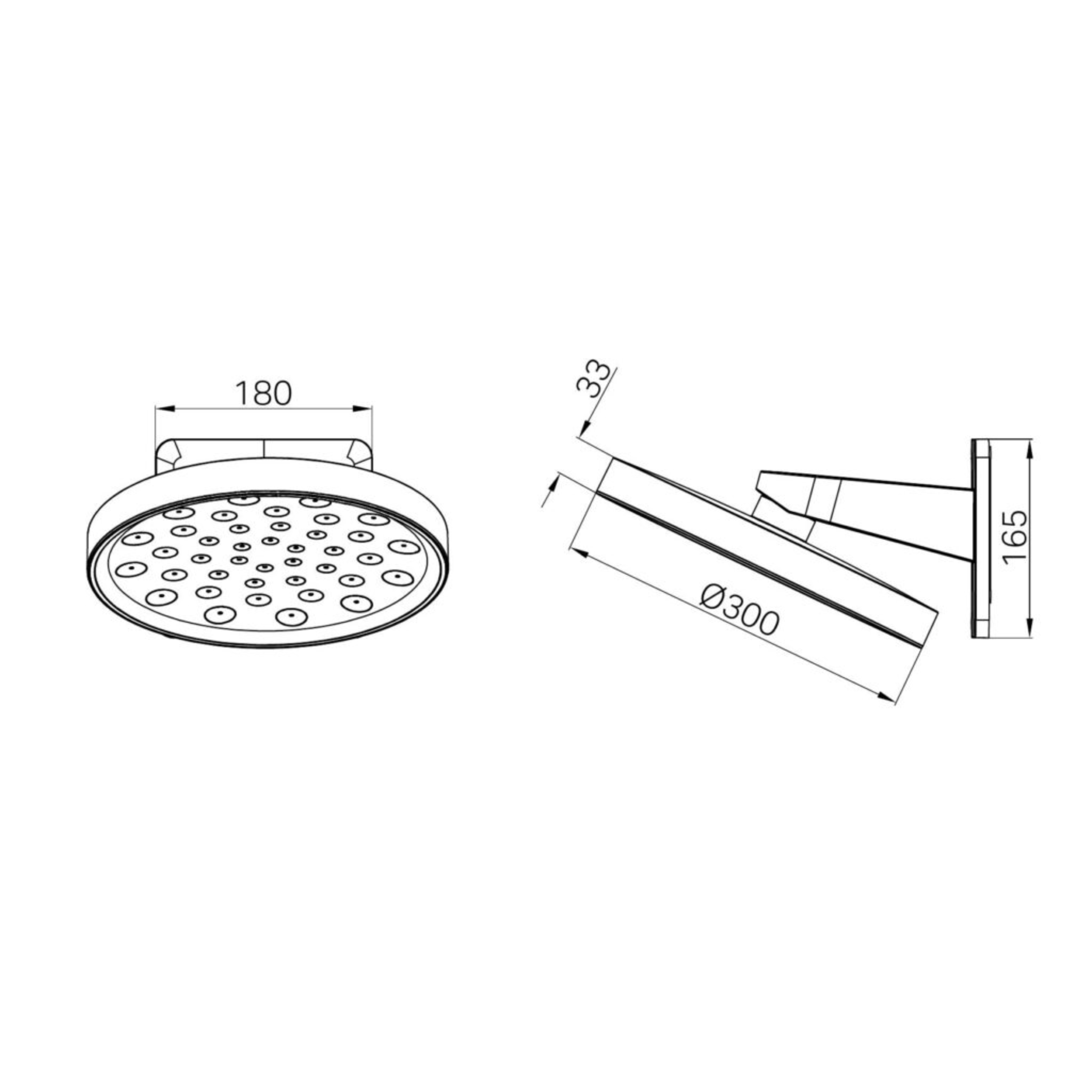 NERO SERENITY WALL SHOWER HEAD 300MM MATTE BLACK