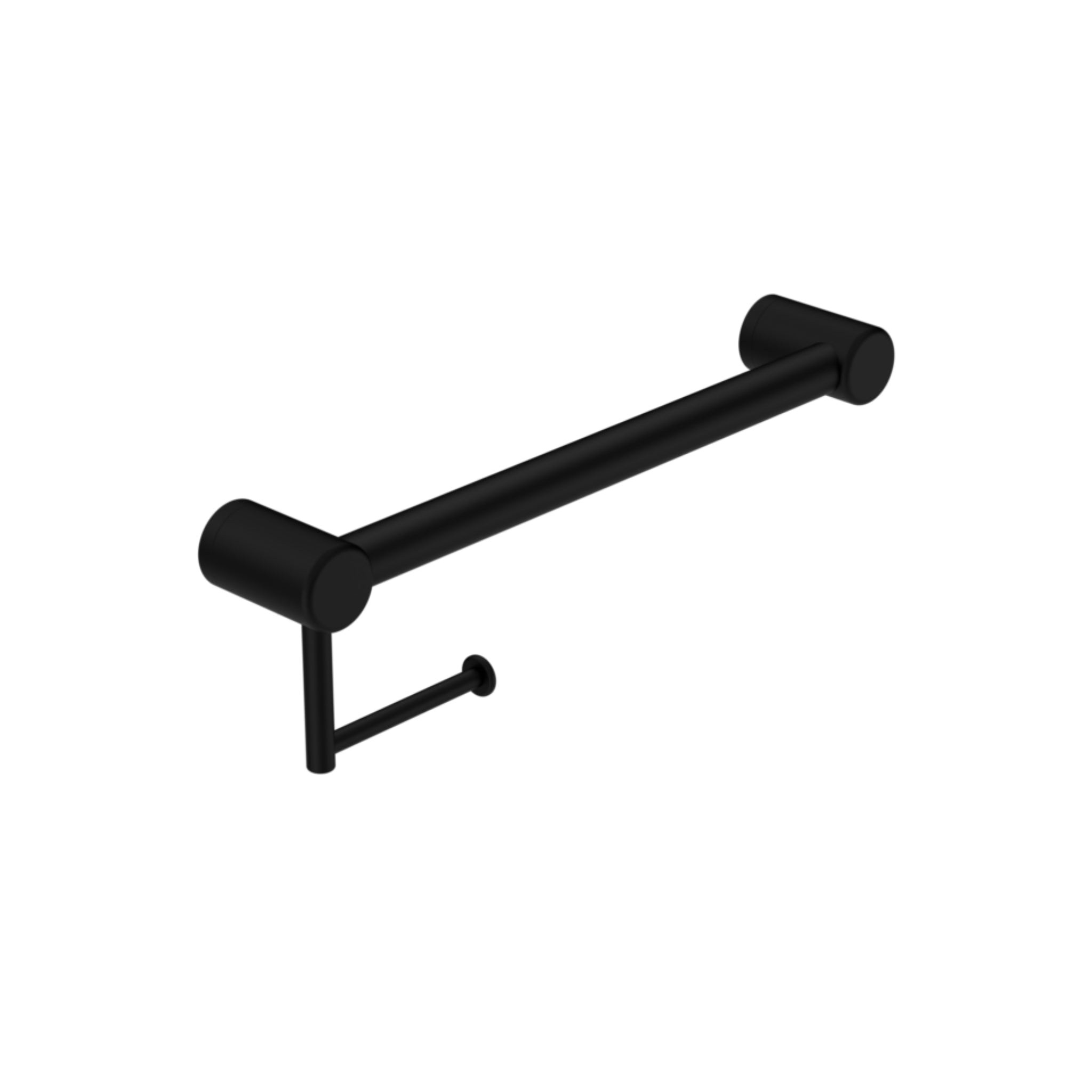 NERO MECCA CARE 32MM GRAB RAIL WITH TOILET ROLL HOLDER 450MM MATT BLACK