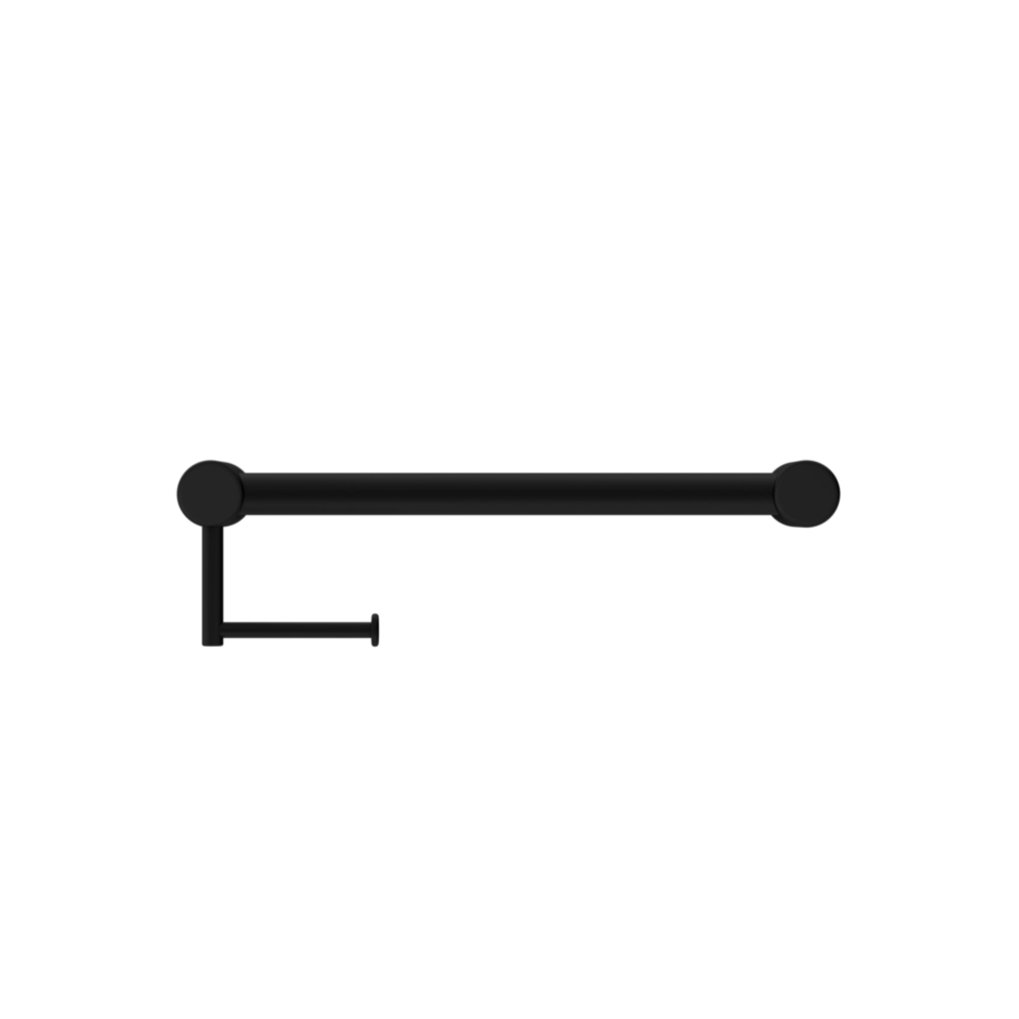 NERO MECCA CARE 32MM GRAB RAIL WITH TOILET ROLL HOLDER 450MM MATT BLACK