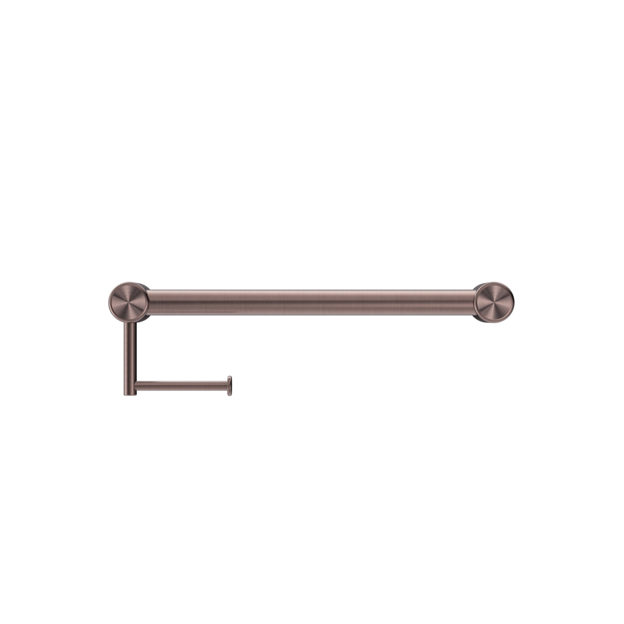 NERO MECCA CARE 32MM GRAB RAIL WITH TOILET ROLL HOLDER 450MM BRUSHED BRONZE