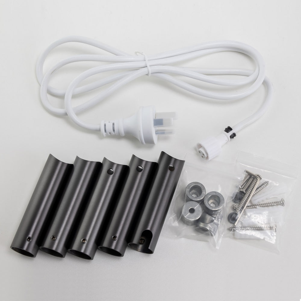 NORICO 6-BAR ROUND LADDER HEATED TOWEL RAIL 620MM BRUSHED GUN METAL