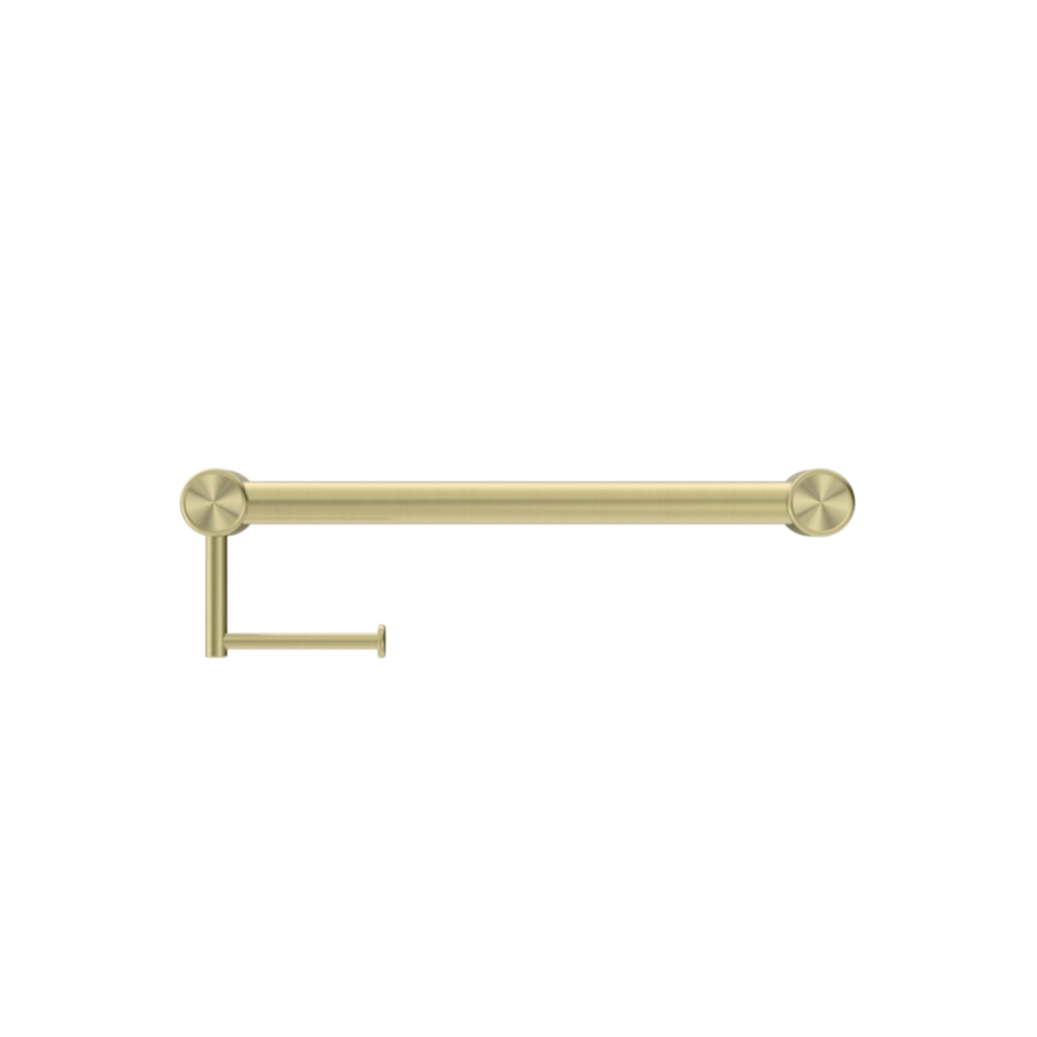 NERO MECCA CARE 32MM GRAB RAIL WITH TOILET ROLL HOLDER 450MM BRUSHED GOLD